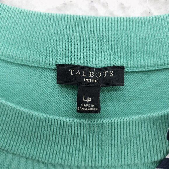 TALBOTS 3/4 Sleeve Knit Top Cotton Tencel Lyocell Silk Stripe Tie Neckline LP - Picture 6 of 7